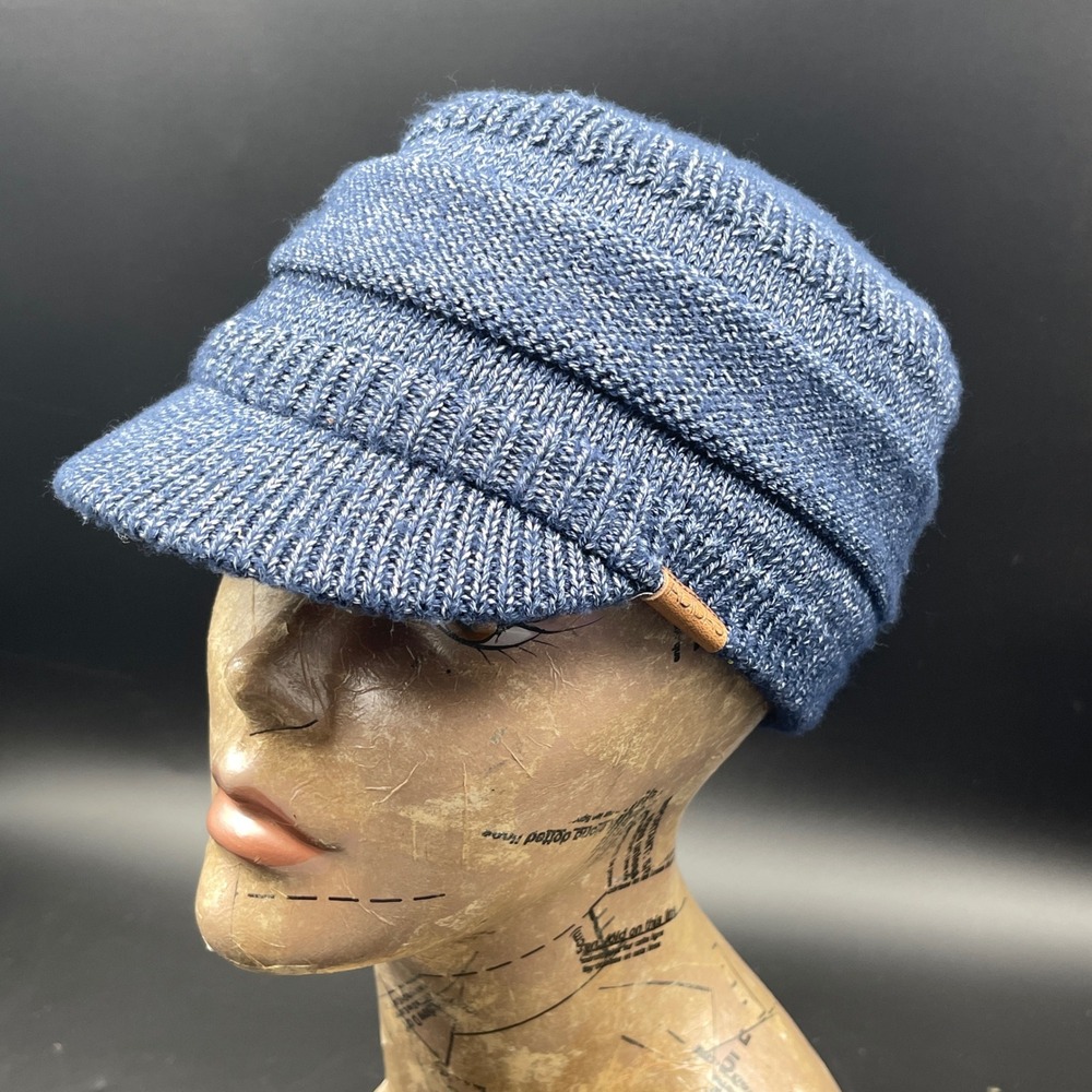 Adidas Climawarm Knit Visor Beanie Blue Marl Fleece Lined Brimmed Hat Cap 1574